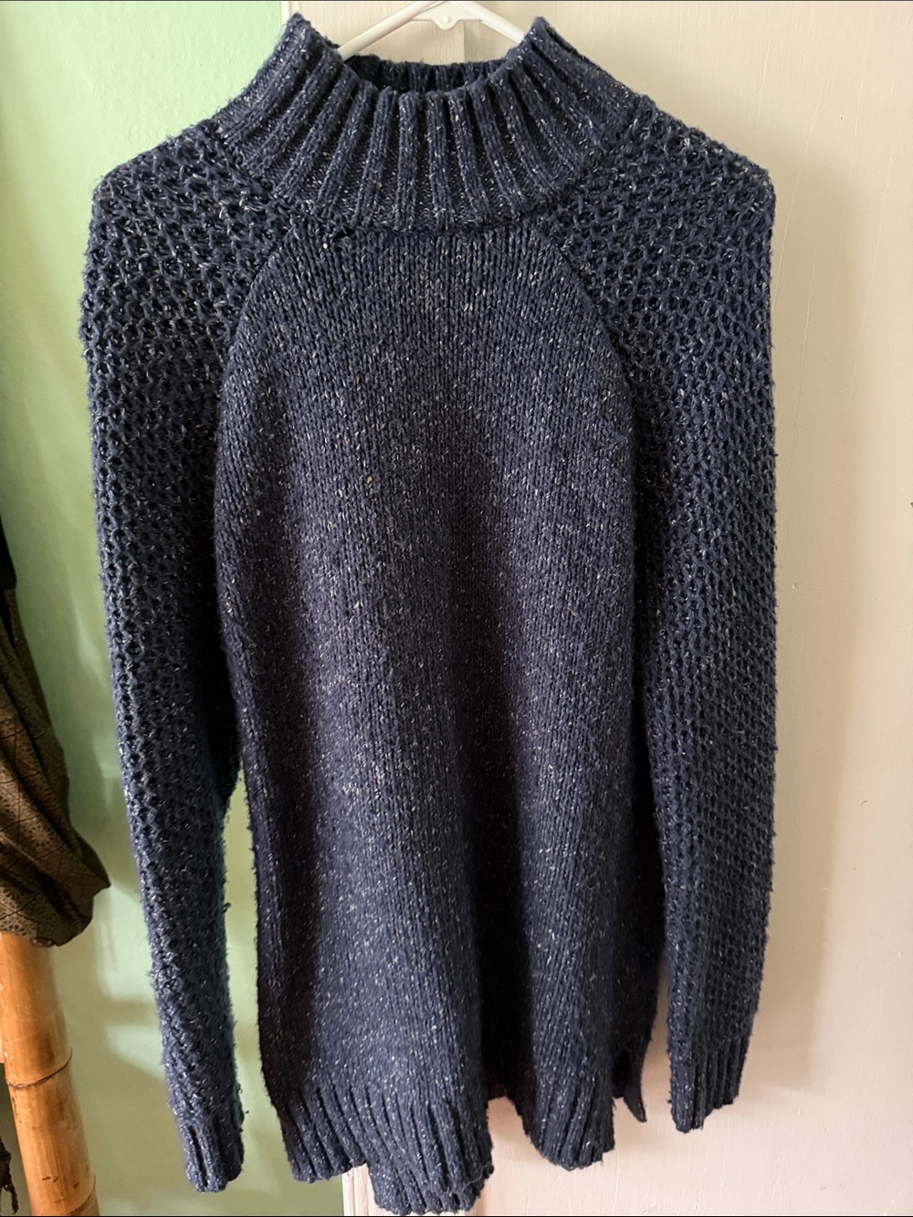 Dark Navy Knit Mock Neck Sweater. Prana small